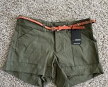 BeBop Junior’s Olive Green Shorty Shorts Size 3 With Belt “good Vibes” New - $12.19