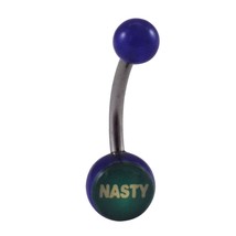 Nasty Navel Ring Belly Barbell Blue 316L Surgical Stainless Steel Black ... - $5.99