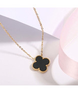 Elegant Black Clover Necklace  Charming Gift for Her - $27.85 CAD