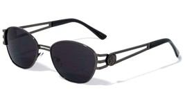 Kleo Slim Square Lion Head Medallion Casual Luxury Sunglasses (Gunmetal &amp; Black, - £9.33 GBP