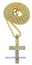 Cross New Small Rhinestone Pendant with 61cm Rope Style Necklace Jesus - £11.06 GBP