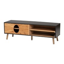 TV Stand Up to 70” Screen Modern Contemporary Dark Natural Brown Wood 2 Shelves - £185.82 GBP