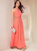 Together Coral Atada Al Cuello Jersey Vestido Maxi UK 16 Talla Grande (FM51-33) - £33.98 GBP