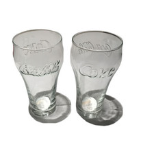 Coca Cola / Coke Embossed Logo Clear Glass Set Of 2 - £11.39 GBP