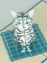 Striped Cat 3D Pop Up Card Kitten Pet Purr Soft Kitty Best Friend Birthday - £9.05 GBP