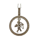 Sterling Silver Cherub Angel Cupid Pendant 20” Necklace Chain Signed KJ Vtg - $36.23 CAD