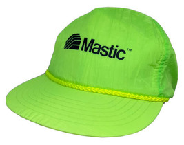 Vintage Mastic Hat Cap Sealant Construction Logo Neon Green Rope Nylon Speedway - £15.81 GBP