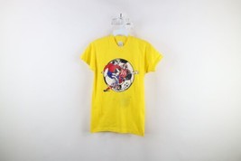 Vintage 70s Boys 14 16 Distressed Soccer Futbol Short Sleeve T-Shirt Yel... - £19.69 GBP