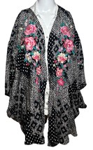 Savannah Jane Wrap Topper Women&#39;s 2X/3X Black Embroidery Bohemian Boho F... - $29.25