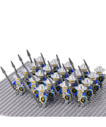 21pcs Castle Blue Lion Knights Spear Infantry Army Set Minifigures Toys - £18.42 GBP