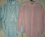 Lot of 2 womens rayon blouses sz M ladies shirts 1 pink 1 blue button up... - $6.50