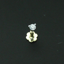 2.5mm Round Cut Moissanite Stud Piercing Nose Ring 14k Yellow Gold Plated Silver - £36.75 GBP