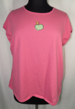 Plus Size 22/24 Lane Bryant Cacique Pink Cap Sleeve Cotton Tee, Apple Graphic - £7.74 GBP