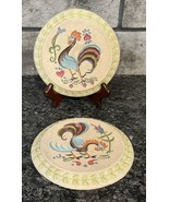 Pair of Vintage Rooster 7” Chalkware Hanging Plate Wall Plaque MCM Handp... - $14.01