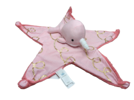 Cloud Island Pink Plush Narwhal star security blanket baby lovey gold swirls - £13.48 GBP