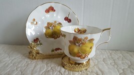 Royal Windsor Ribbed Fruit and Nut Teacup And Saucer Set English Bone China - £11.79 GBP