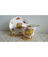 Royal Windsor Ribbed Fruit and Nut Teacup And Saucer Set English Bone China - $20.32 CAD
