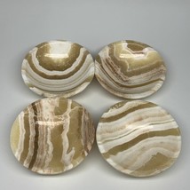 874g, 4pcs set, 4.4&quot;-4.7&quot; Round Onyx Bowl Handmade from Morocco, B8885 - £47.85 GBP