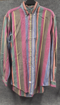 VTG Ralph Lauren Shirt Mens Large Multicolor Striped Cotton Button Down LS - $30.12