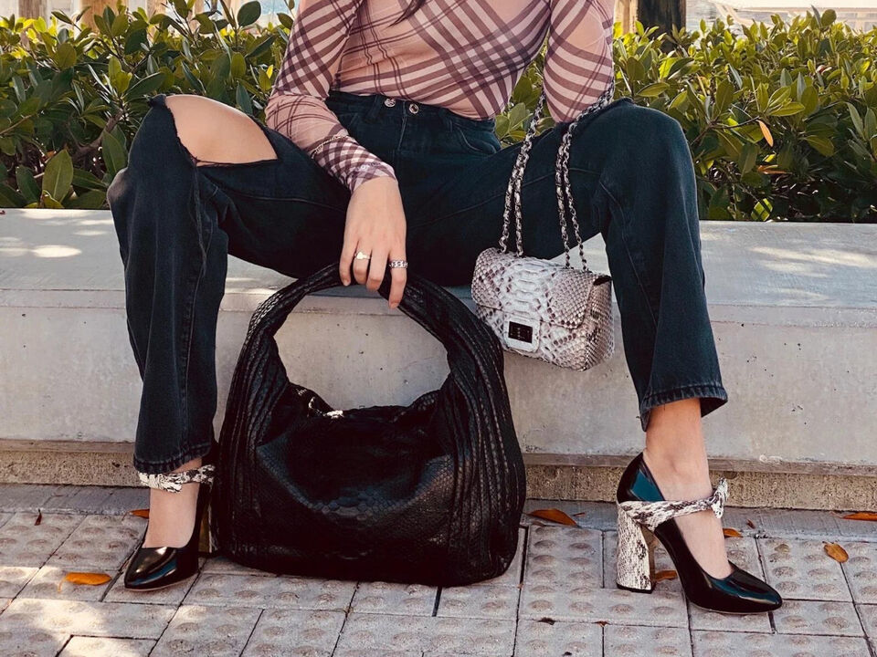 Genuine Snakeskin Leather Hobo Bag