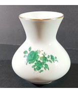 GREEN ROSE PORCELAIN VASE 3.5” Tall with Gold Rim MARIA THERESIA  Augart... - €28,13 EUR