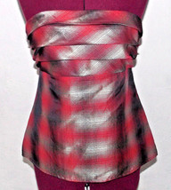 The Limited Womens Top Small Plaid Multicolor Tiered Strapless Club Party Tube - £14.14 GBP