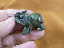 Y-ELE-562 Green Elephant Gemstone Carving Gem Figurine Safari Zoo Trunk Up Lucky - £11.19 GBP