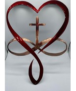 Heart Cross Infinity Symbol Metal Wall Art 2 Toned  Red Heart 15&quot; x 11 1/2&quot; - $41.32