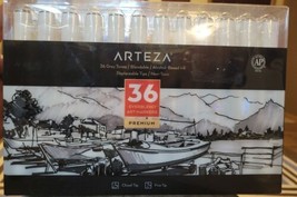 Arteza Art Alcohol Markers Set of 36 Grayscale Blendable Medium Chisel and Fine - £31.64 GBP