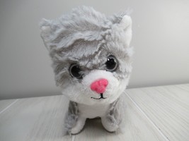 MTY International small plush gray white sitting kitty cat kitten pink n... - £15.63 GBP