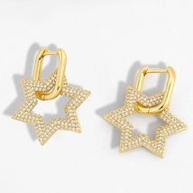 FA Cubic Zirconia Star Drop Earrings For Women Stone Huggie Earrings Dangle CZ P - £13.56 GBP