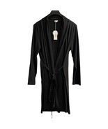 Skin Organic Coleen Robe Women 2 M Black Organic Cotton Tie Waist Loungw... - €59,69 EUR
