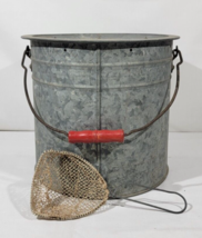 Vtg Mit-shel Better Bilt Galvanized Large Minnow Bait Bucket With Origin... - £41.79 GBP