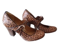 Sofft 7M Leopard Shoes Real Cow Hair &amp; Leather 3&quot; Heel Round Toe - £22.31 GBP