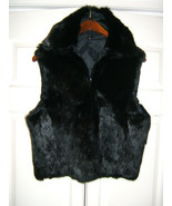 Women&#39;s YKK I.D. On Zipper Soft Black Fur Zip Front Vest Jacket - £62.18 GBP