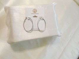 Giani Bernini Sterling Silver 1-3/4&quot; Textured Oval Hoop Earrings C670 $100 - £28.68 GBP