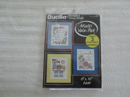 BUCILLA Multi-Pak (3) HEART &amp; HOME SAMPLERS Cross Stitch #64183 - SEALED - $10.00