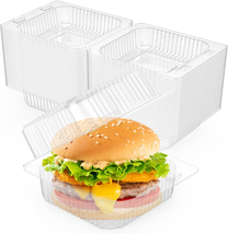 100 Pcs Disposable Clamshell Dessert Container, 5.32X4.7X2.75 Inches Clear Plast - £14.13 GBP