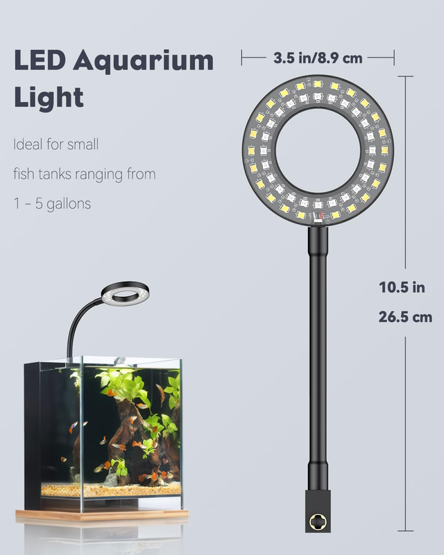 Pawfly 6 W LED Aquarium Light for 1 to 5 Gallon Fish Tanks Clip on Fish Tank Lig Item image 3