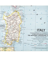 1961 Italy Map National Geographic Europe Sardinia Sicily Vtg 24.5 x 19&quot;... - $19.99