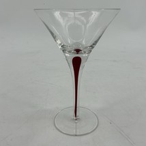 Pier 1 Teardrop Drip Stem Martini Blown Glass Individual 7&quot; Red Beverage... - $13.54 CAD