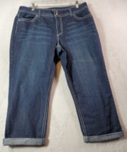 Nine West Cropped Jeans Womens Size 14 Blue Denim Cotton Pockets Flat Front - £15.87 GBP