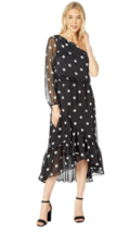 Lauren Ralph Lauren Womens Roshawna B/W Polka Dot Party Midi Dress Size 10 - £57.79 GBP