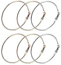 3 Pairs Big Hoop Earrings for Women, 60mm Stainless Steel Hoop Earrings 14k Gold - £7.76 GBP