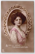 RPPC Beautiful Victorian Woman Gem Of Nature In Pink With Daisies Postcard A38 - $14.95