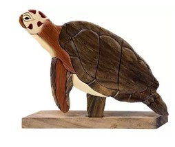 Sea Turtle Intarsia Table Top Home Decor Figurine Lodge New - £28.53 GBP