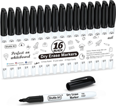 Dry Erase Markers, 16 Pack Black Whiteboard Markers,Fine Tip Dry Erase M... - $11.88