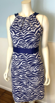Antonio Melani Navy and White Print Sleeveless Lined Dress, Size 10 - $18.99