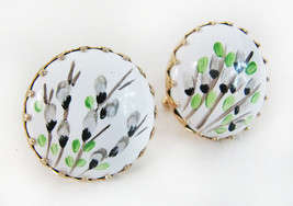 Large Awesome Vintage Mid Century MCM Hand Painted Ceramic Cufflinks - £15.81 GBP