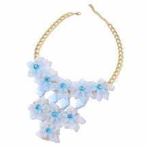 Blue Chroma, Blue Glass Goldtone Necklace (20&quot;) Nice, Chunky!  New  #JN1089 - $13.29